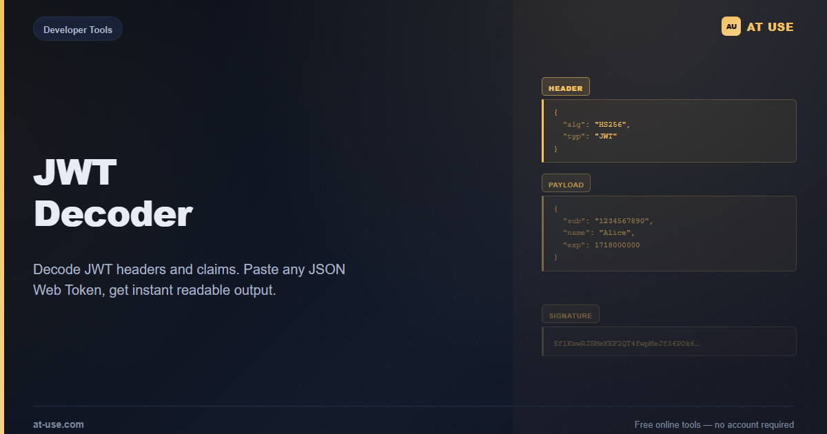 JWT Decoder — Free Online Tool | AT USE