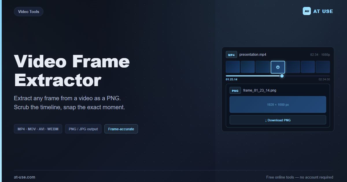 Video Frame Extractor — Export PNG/JPG Frames at Exact Timestamps | AT USE